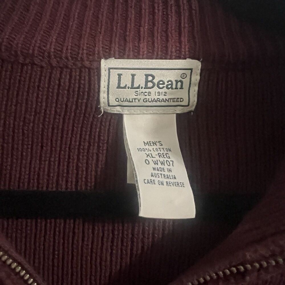L.L. BEAN Full Zip Cardigan Jacket Men Size XL Red Burgundy Cotton Preppy Office - Picture 2 of 5